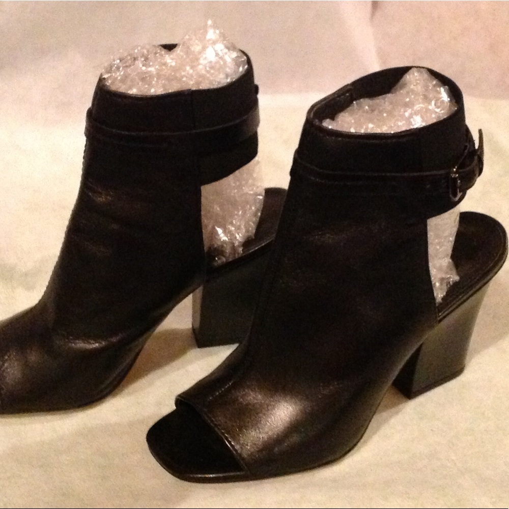 Via Spiga New Black Ankle Peep Toe Sandal Heel